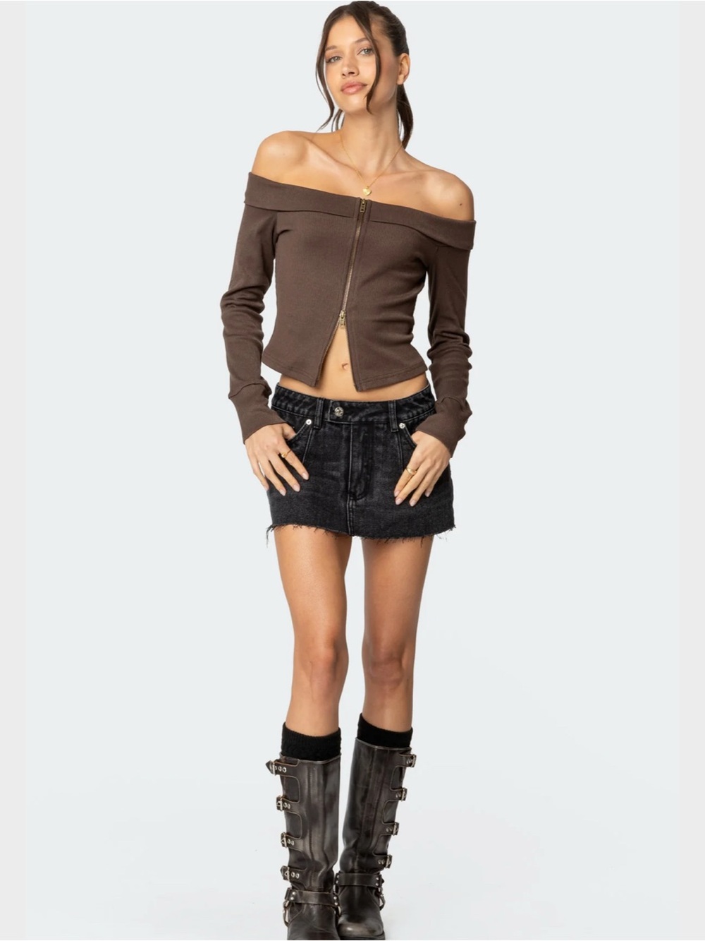 Clementine Low Rise Denim Micro Skort